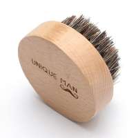 Hot selling beard grooming comb factory round shape beech wood hair brush custom high quality beard brush with bristle