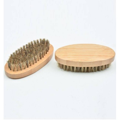 Stock Quality Bamboo And Wood Oval Shape Men's Bristles Beard Brush