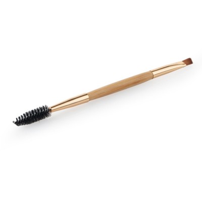 Portable Bamboo Handle Double end Makeup Brush Eyelash Brush Eyebrow Brush